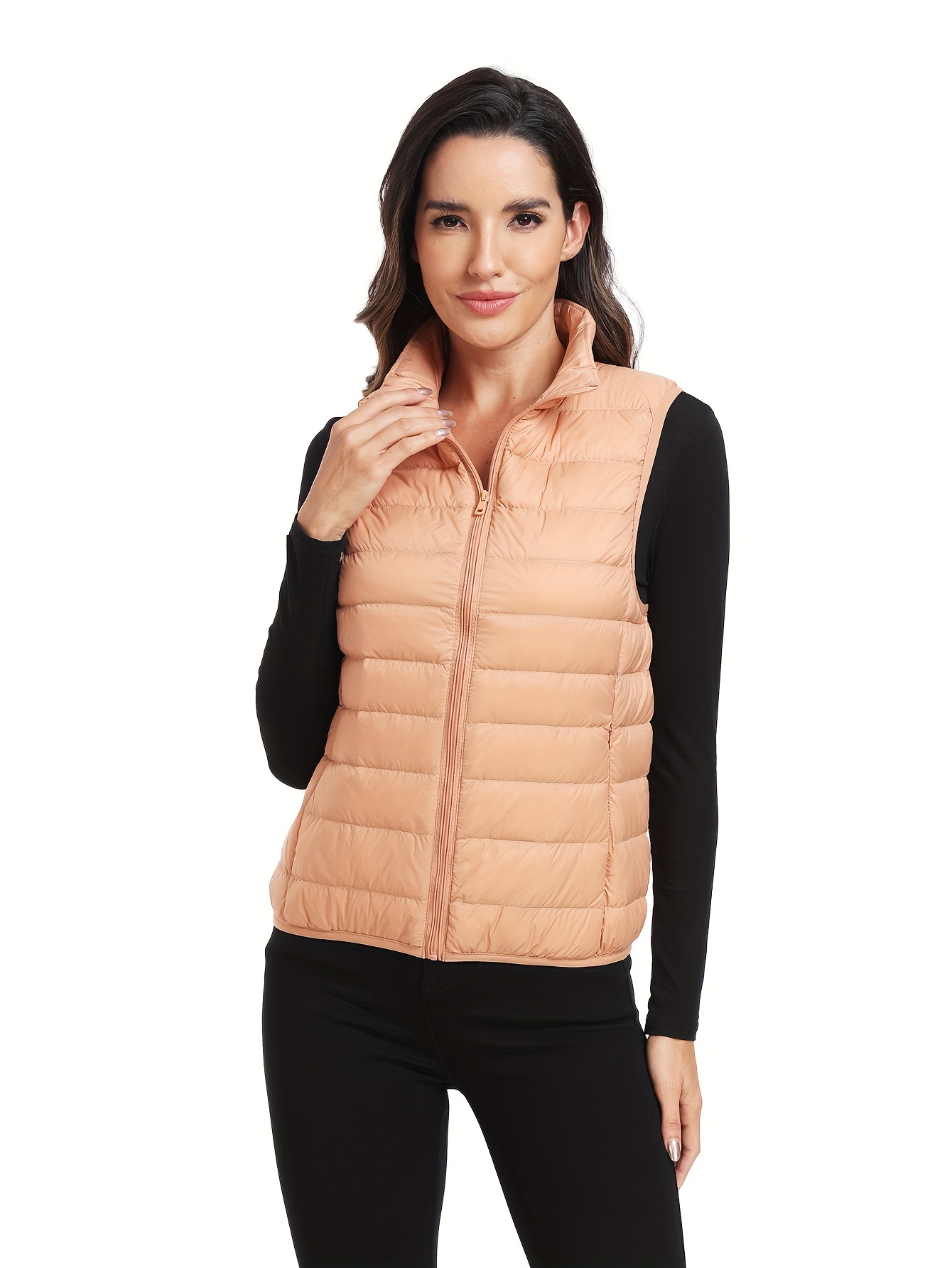 Womens Stand Collar Lightweight Puffer Jacket Warm Vest Womens Activewear -  Sports & Outdoors - Temu