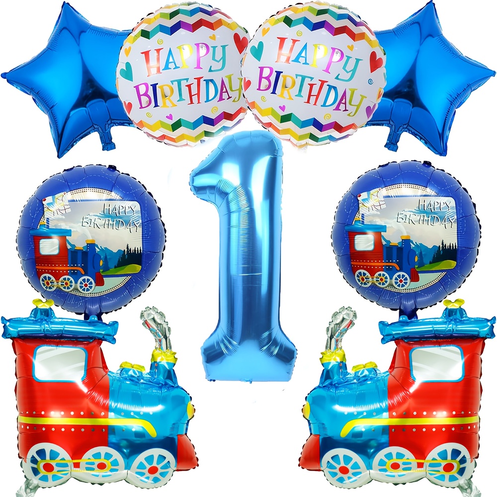 

Ensemble de 9 Ballons Train pour Fêtes d'Anniversaire - pour les Célébrations à Thème pour Garçons, Feuille d'Aluminium , Installation Facile