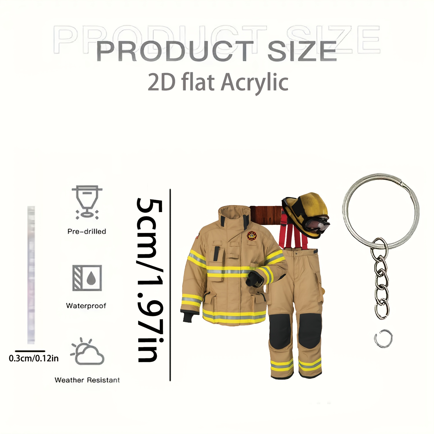 TEMU 2d Flat Acrylic Keychain (personalized Fireman Uniform) - Acrylic Personalized Decoration, Thanksgiving Design Creative Ornament, A Gift For Who