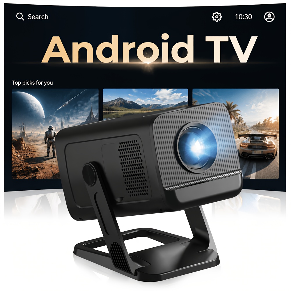 Image of [built-in Apps & 2026 Upgraded] Mini Portable Smart Projector With Wifi 6 And Bt5.4, 14, 4k Support |native 720p Home Theater Projector With Stand, 350ansi, Auto Keystone Correction, Black
