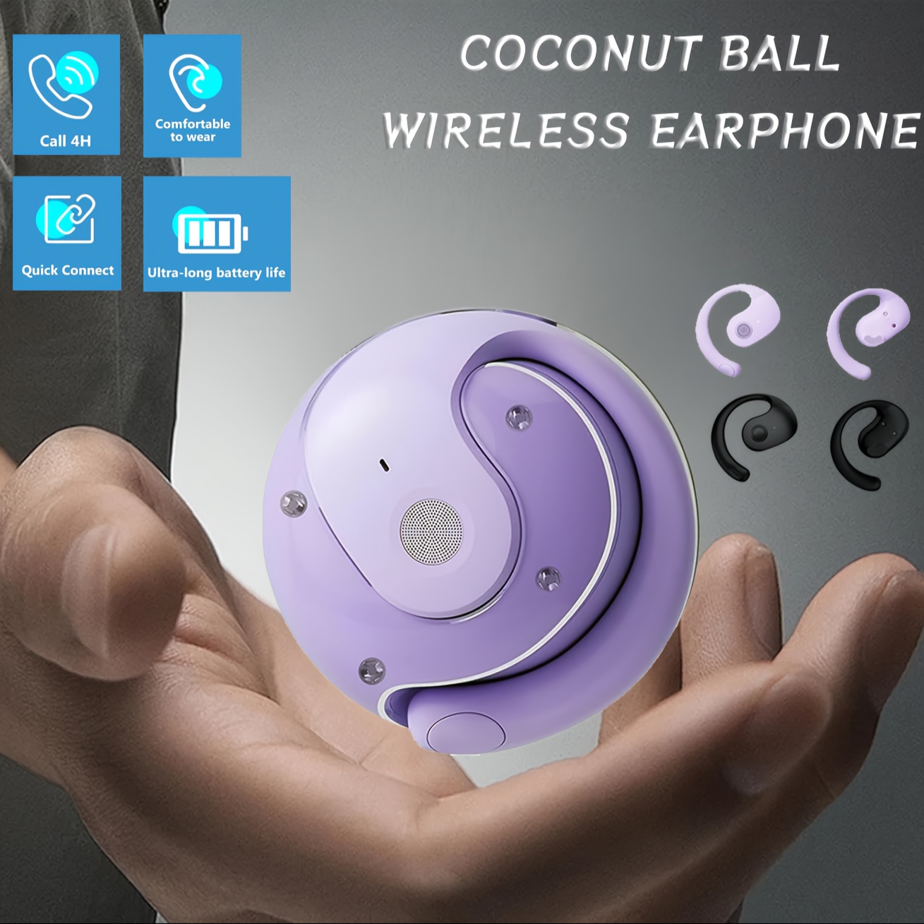 

1 Wireless Earbuds, Cancellation, - Hanging Earphones, Rechargeable Battery, -c Charging, Compatible Cellphones, Headphones