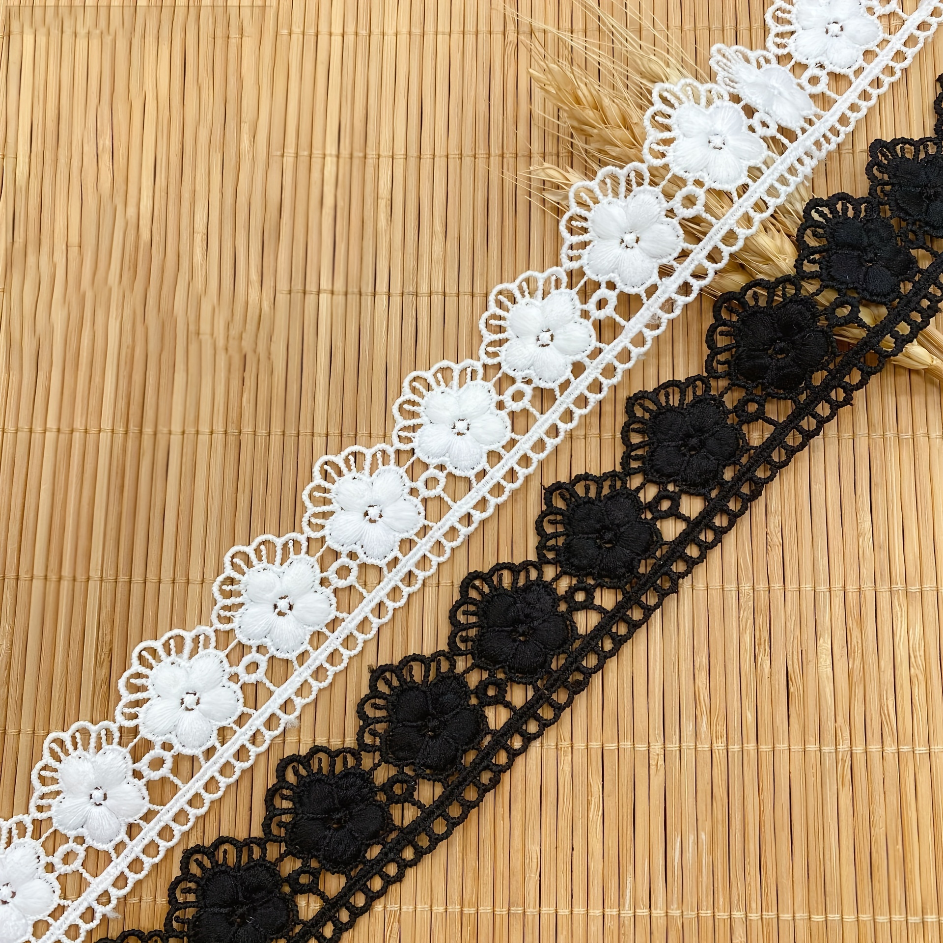 

3 Yards Of Elegant Floral Lace Trim - Fabric With Intricate For Diy Fashion & Craft Projects, Lace Fabric