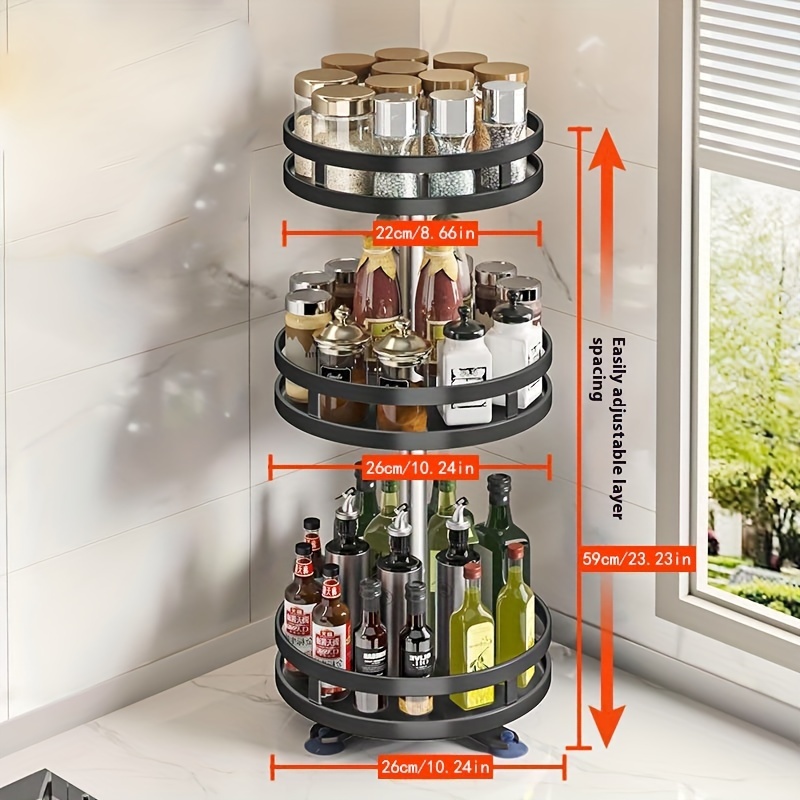 TEMU Rotatable Kitchen Storage Rack Seasoning Storage Storage Rack Storage Salt Sauce Vinegar Spice Jar Rack