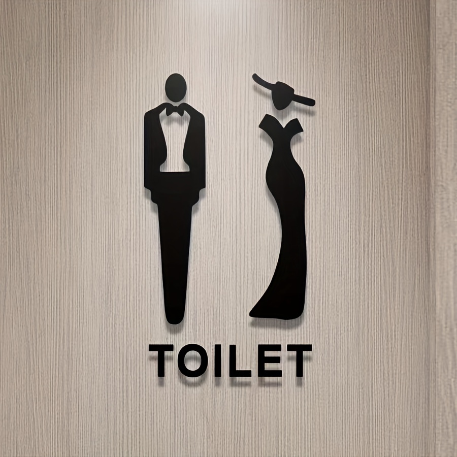 

[ ] 1pc Bathroom - 3d Pattern, -adhesive Plaque For 's Restrooms, &