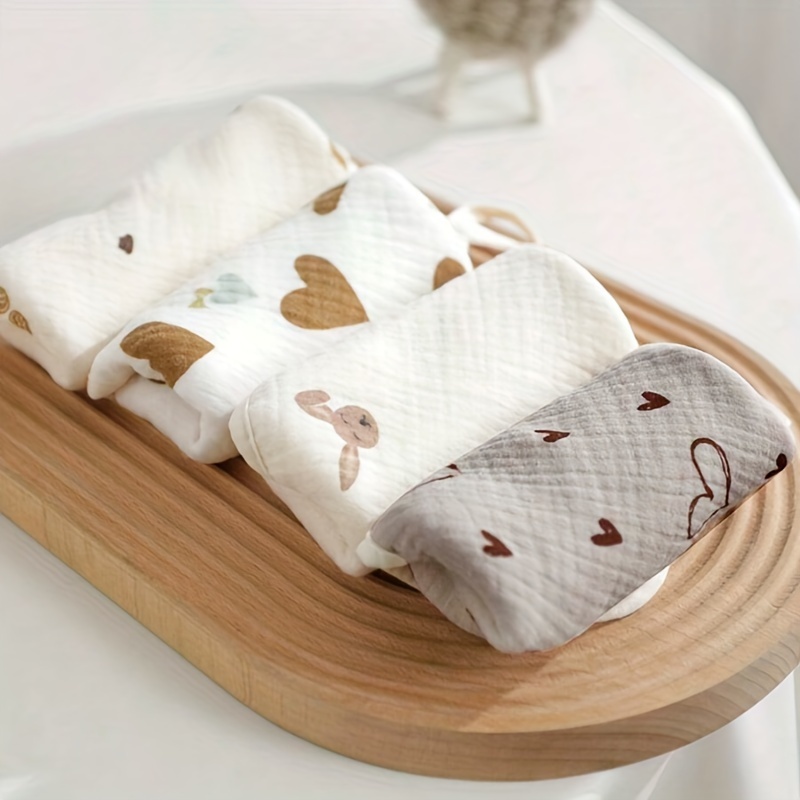 

4 Pcs Baby Burp Cloths - Soft Cotton, Non-waterproof, Suitable For Ages 0-3