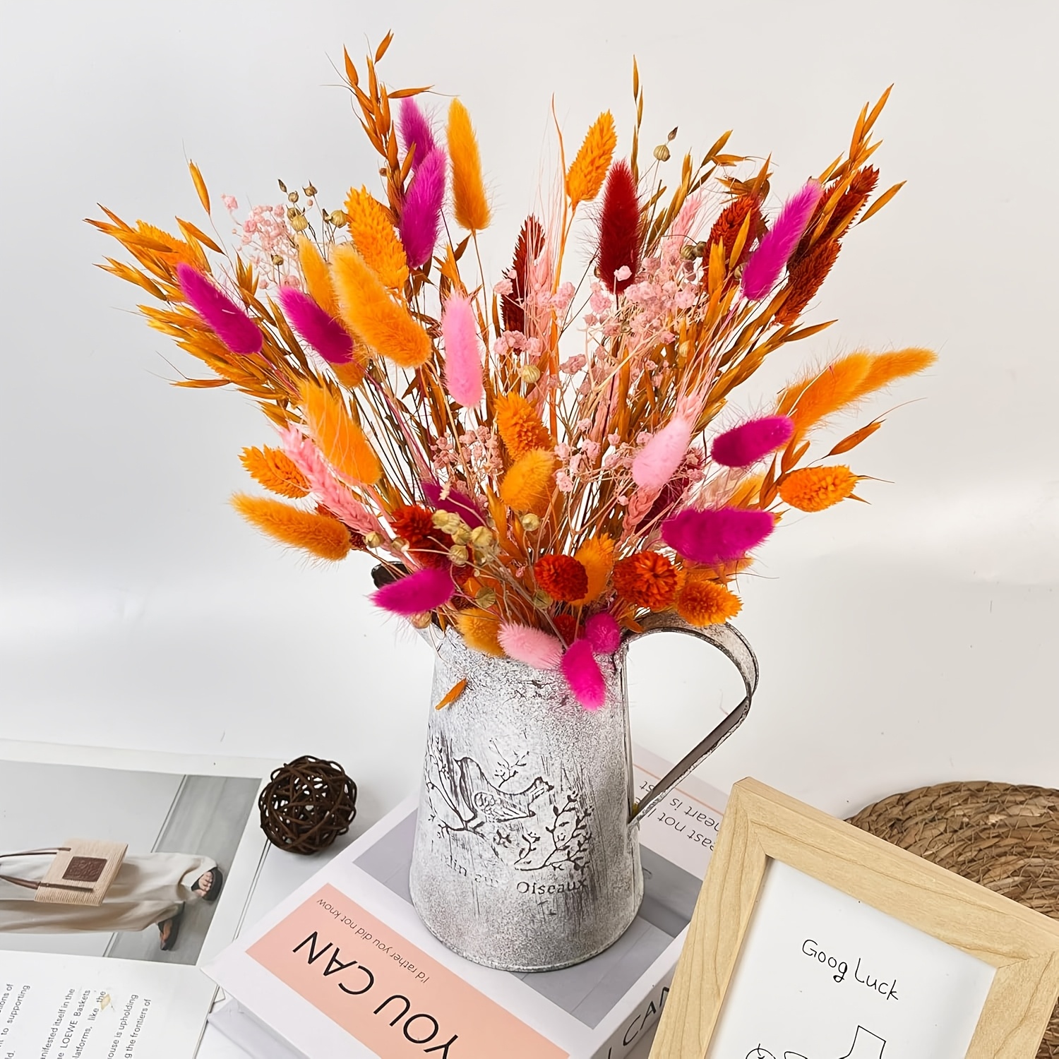 TEMU 41 pièces de bouquet de pampas et de queue de lapin et orange, parfait pour les arrangements de fleurs séchées. Idéal pour la décoration