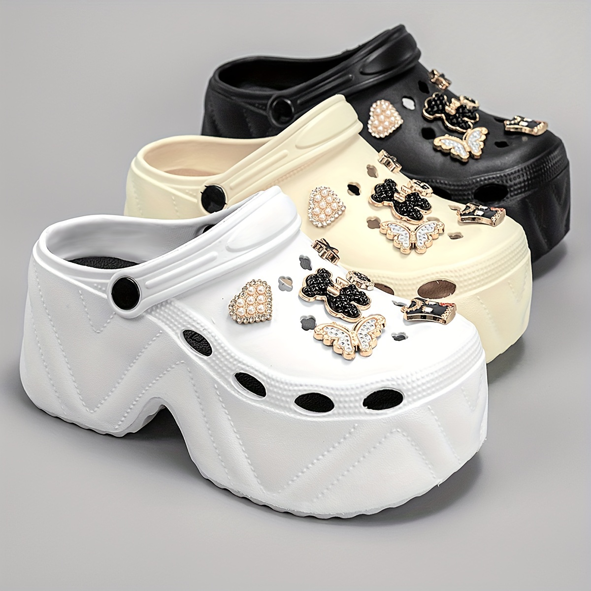 

Women's Cute Bear Decor Clogs, Casual Hollow Out Design Garden Shoes, Comfortable Slip On Beach Shoes
