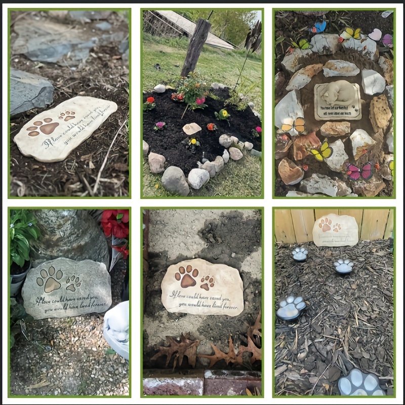 Personalized Pet Memorial Stone, Pet Grave Markers, Paw Print Dog