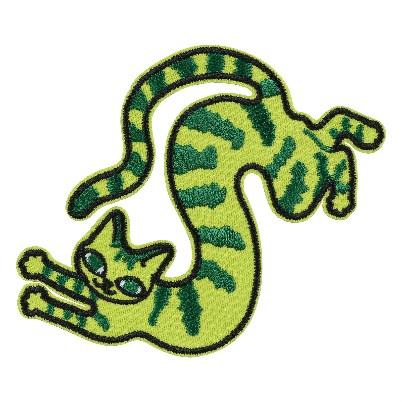 TEMU 1pc Funny Curly Cat Iron On Patch, Green Striped Kitten Embroidered Patch, Diy Sew On Applique For Jacket Backpack Clothing Decoration