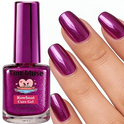 glossy metallic purple nail strengthener 10ml natural quick dry no curing long lasting metallic polarized glitter laser texture electroplated beginner friendly for beauty suitable for holiday gifting quick dry
