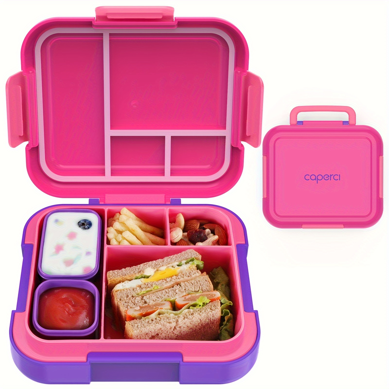 

1pc, Bento Lunch Box- Large Lunch Container With 2 Modular Containers - 4 Compartments, Leak-proof, Portable Handle, Microwave/dishwasher Safe