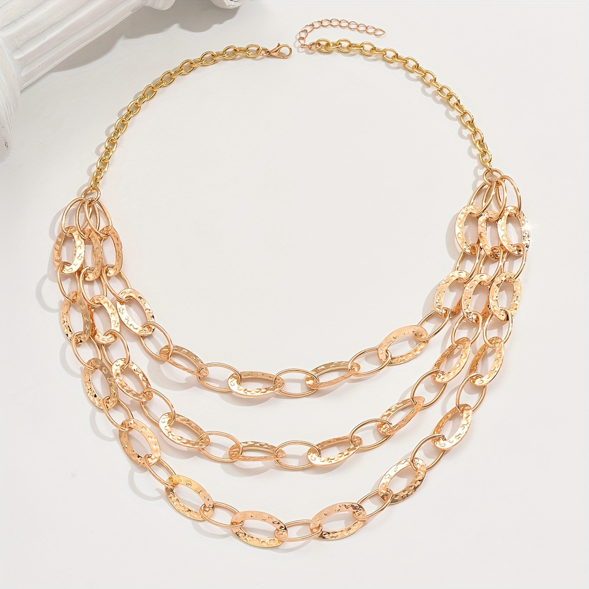 Multi-Layer Metallic Style Long Statement Necklace