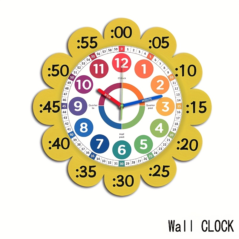 TEMU 1pc Irregular Sunflower Clock, Creative Minimalist Sunflower Wall Clock, Irregularly Cut Creative Colorful Clock, Silent Quartz Irregular Wooden