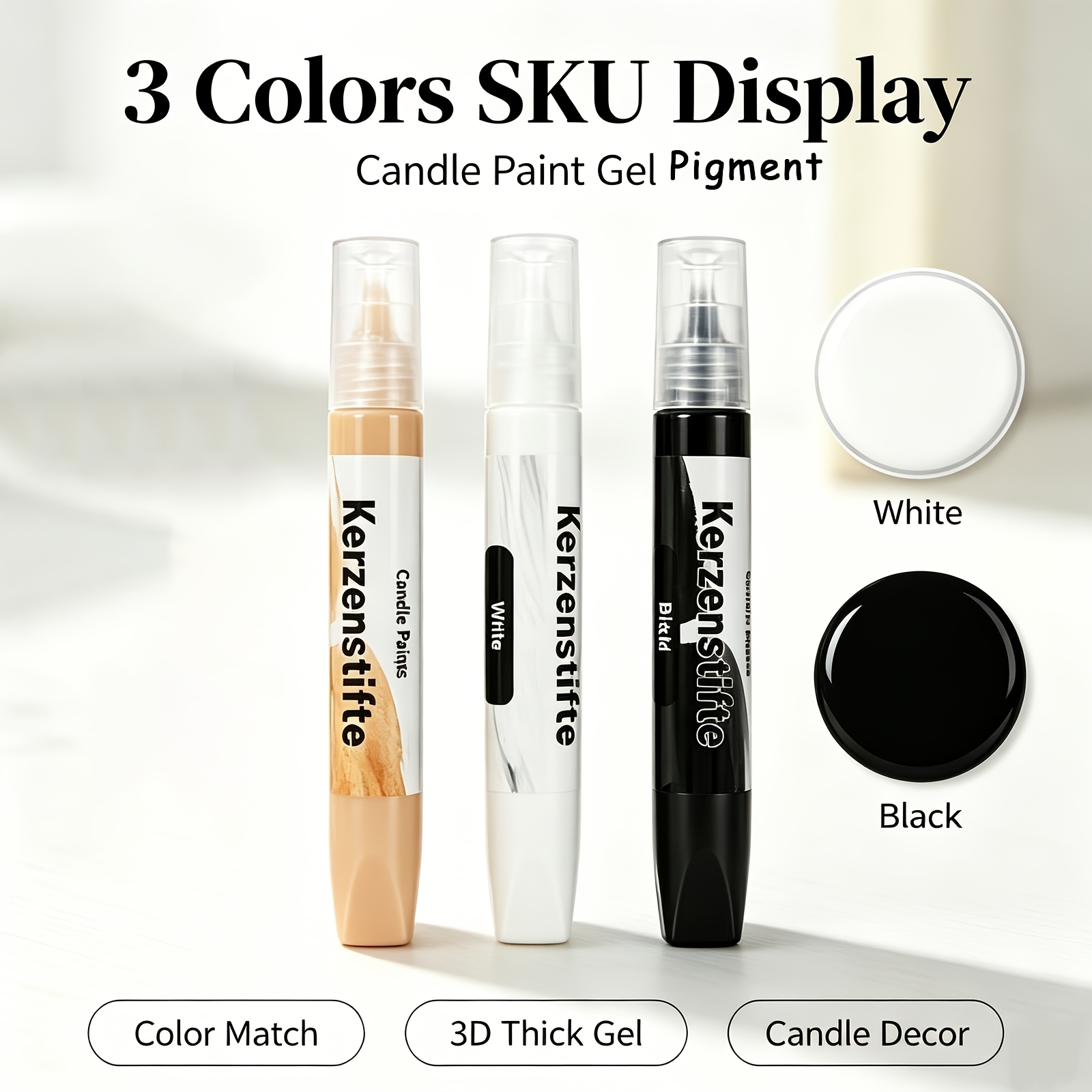 TEMU Per uso professionale, set da 3 penne a per in 3D, 10ml, penna per pittura 3D, strumento per creazione di candele fai da te, pu簷 creare candele