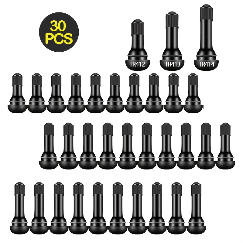 TEMU 30 Tire Valve Stems - Rubber Valve, Tubeless Valve Stem Suitable For 0.43-inch Wheel Rim Holes On Standard Vehicle Tires (tr412, Tr413, Tr414)