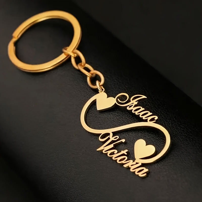 TEMU Custom Heart Stainless Steel Golden/silvery Keychain, Backpack Pendant, Couple Romantic Gift, Birthday Gift, Family Gift, Christmas Gift,