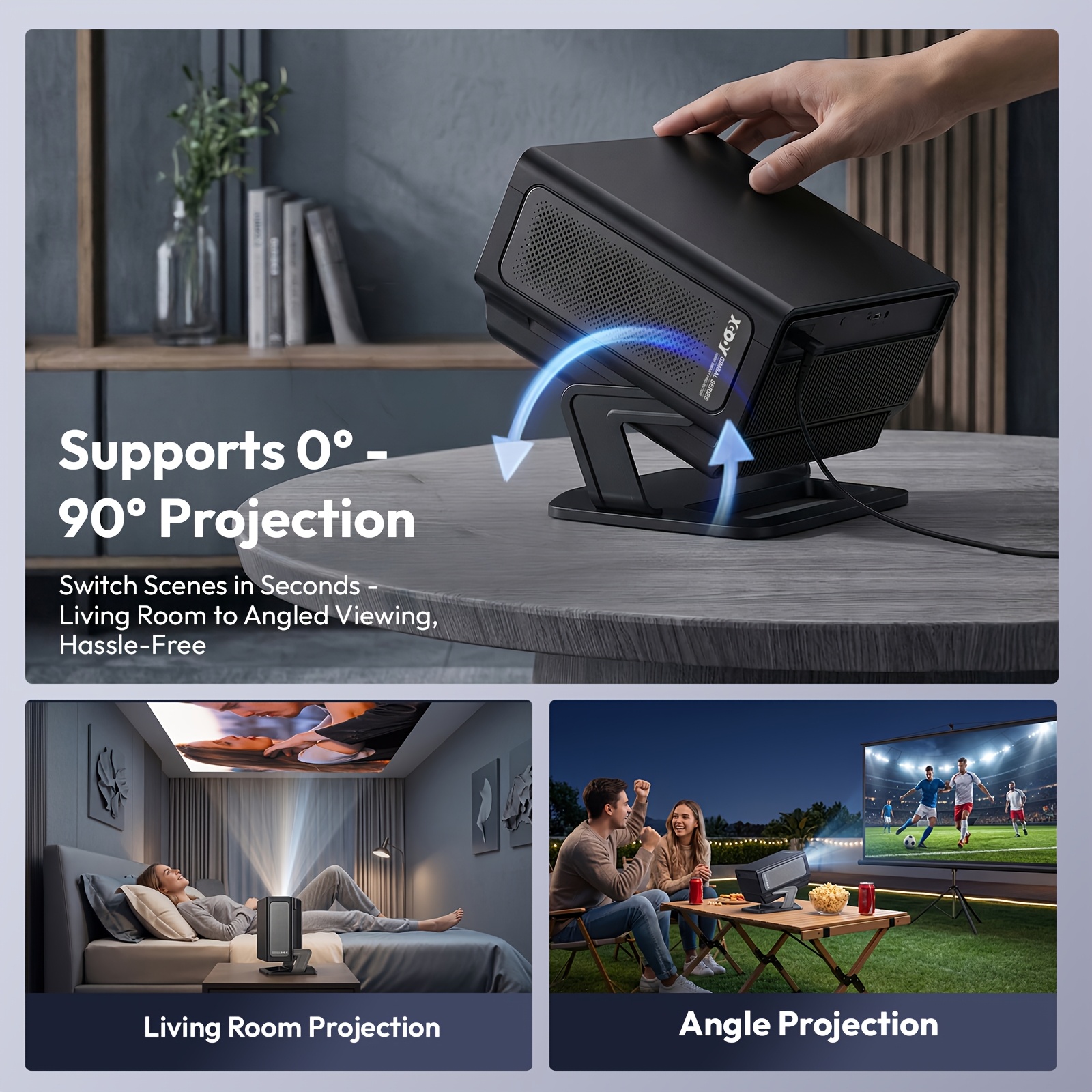 Xgody A8 1250ansi Smart Projector With Wifi6 Wireless 5.4, Native 1080p Support 8k, 14, Auto Focus And Auto Keystone Correction, 60'-180', Compatible With Phone/laptop/for Gift