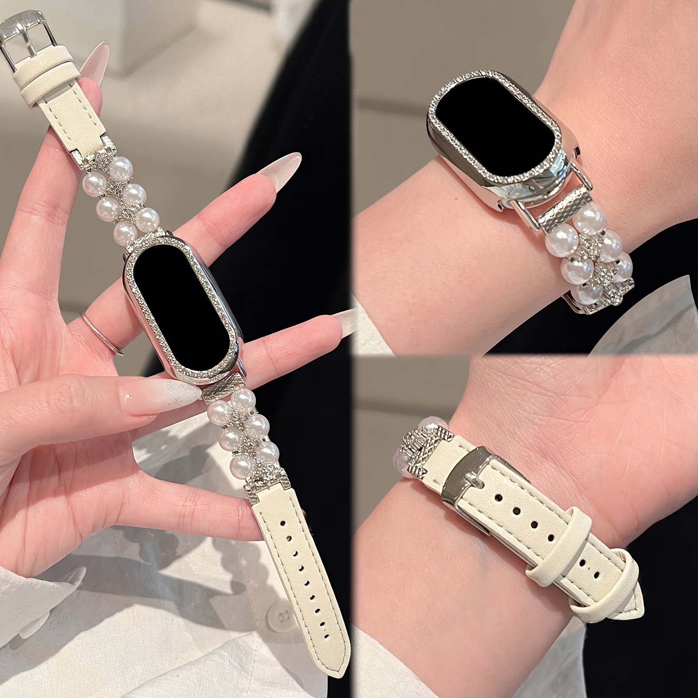 E-shop Perlenarmband, passend für Xiaomi 10/9/8 Uhrenarmbänder, neues Damen-Smartwatch-Schlaufen-Armband, sportliches Premium-Uhrenarmband-Zubehör