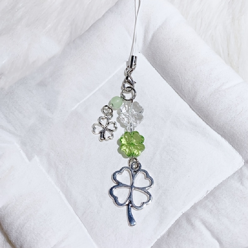 TEMU 1pc Handmade Clover Phone Charm Phone Ornament Gift