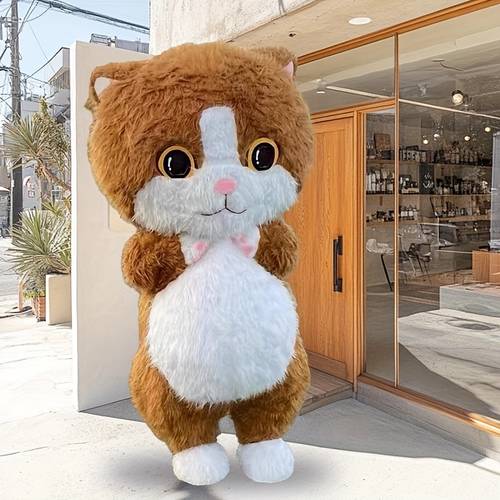 giant long cat mascot costume adult wearable animal suit performance prop suitable for halloween christmas atmosphere dress up props weddings carnivals fancy stage costumes batteries and charger not included