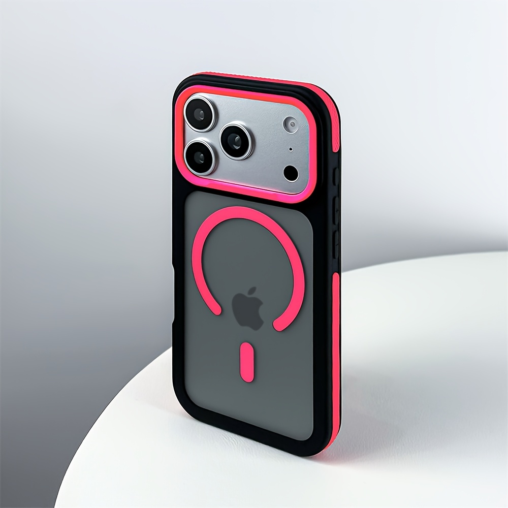 TEMU Coque de téléphone : Étui magnétique mat de luxe d'été aux couleurs fluorescentes pour iPhone 17 Pro Max 17 Air 17 15 14 13 12 11 Pro avec cadre
