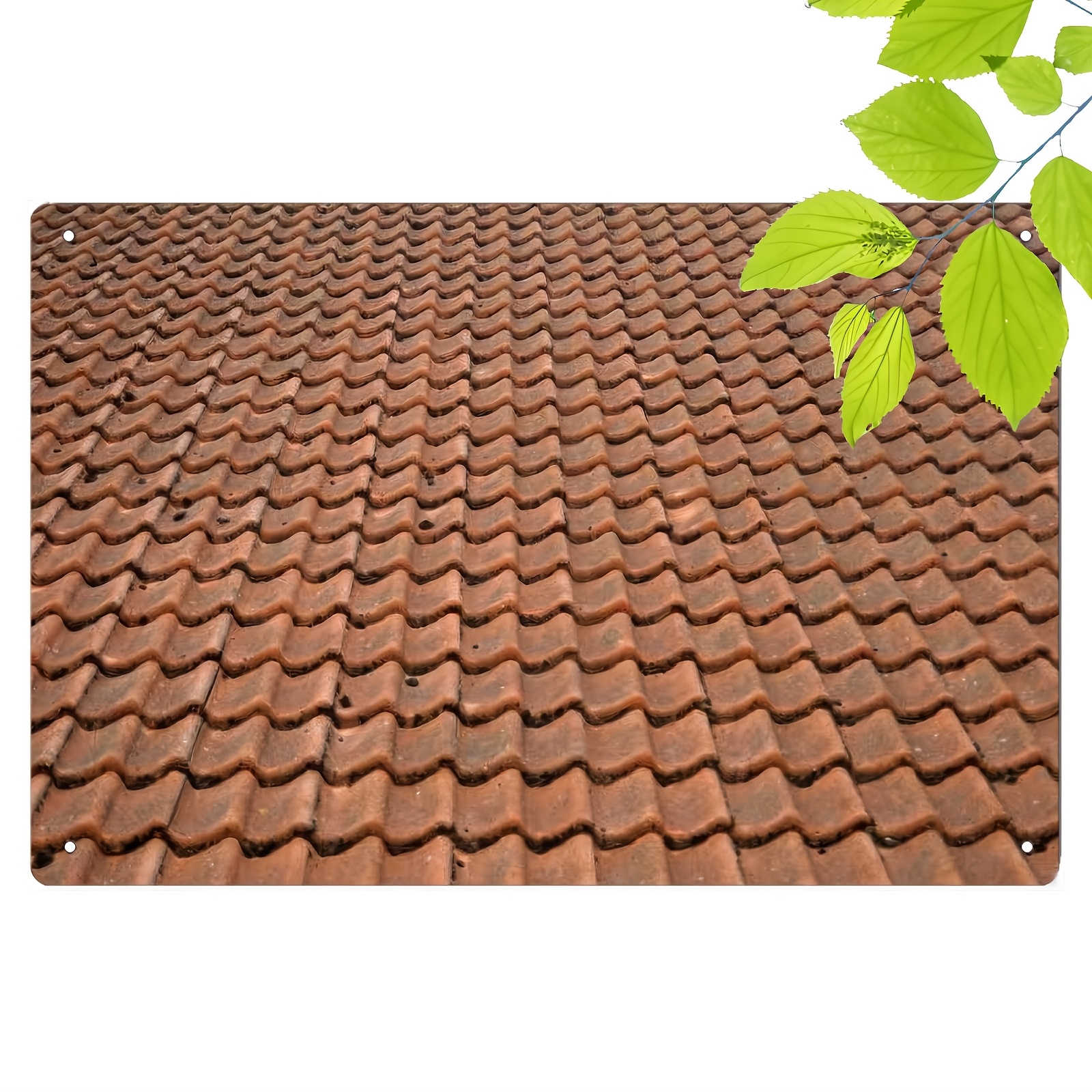 

8x12 Inch Metal Roof Tile Artwork With Old Red Ceramic Tiles Design - Ideal For Home Renovation Projects, Decorative Artwork|natural Motif|textured Surface, Decorative Tiles, 2d, Room Decor