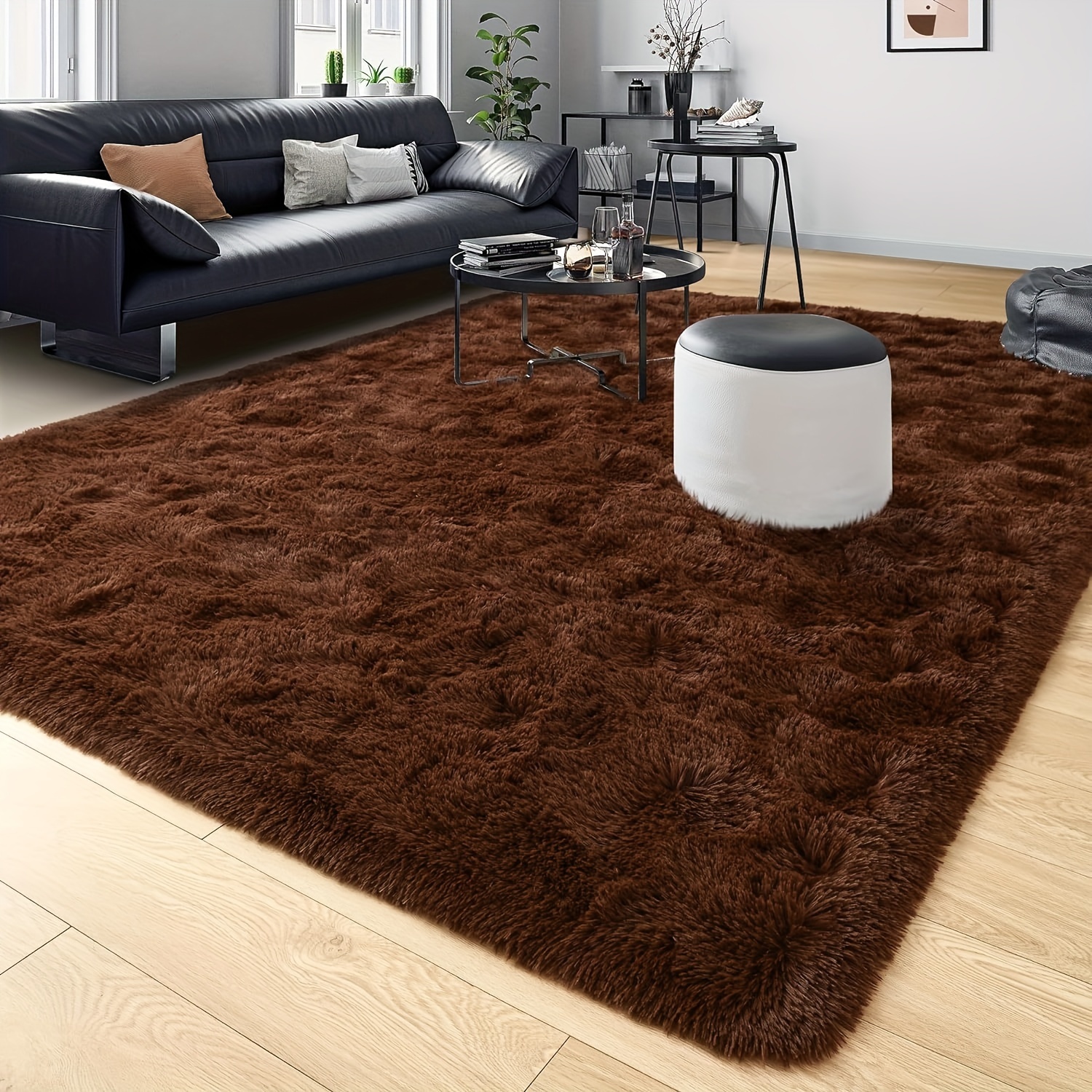 1pc luxurious fluffy area rug soft plush polyester carpet for living room bedroom study makeup room non slip nordic style home decor bedroom living room holiday decoration   only details 4