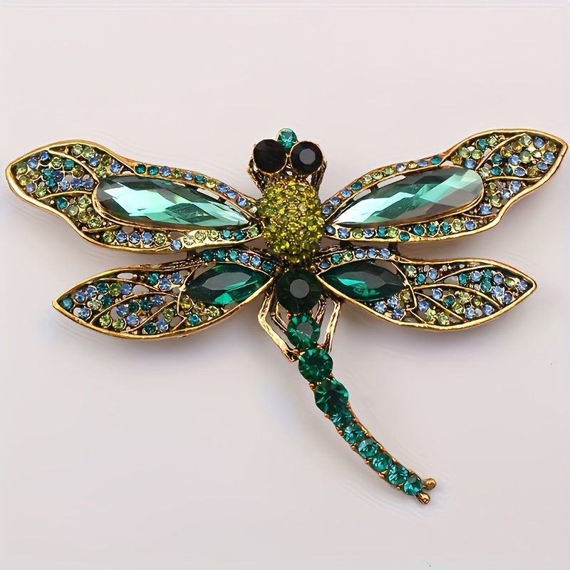 Image of Western Fashion Rhinestone Dragonfly Brooch Vintage Animal Insect Pin Fashion Individual Corsage Accessory In-stock Wholesale