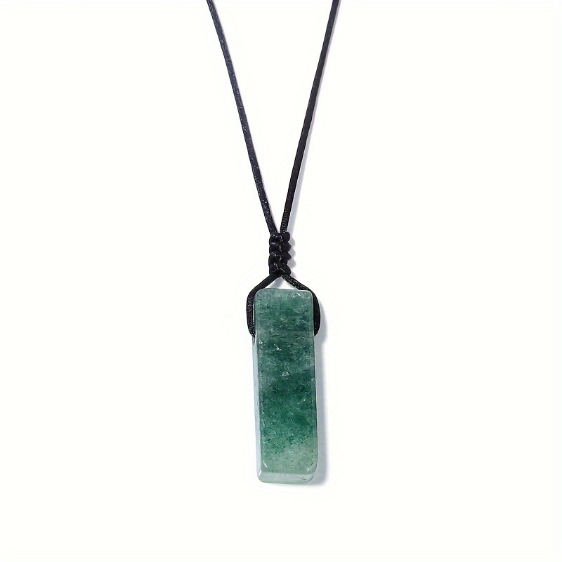 Handmade Natural Stone Rectangular Pendant Necklace