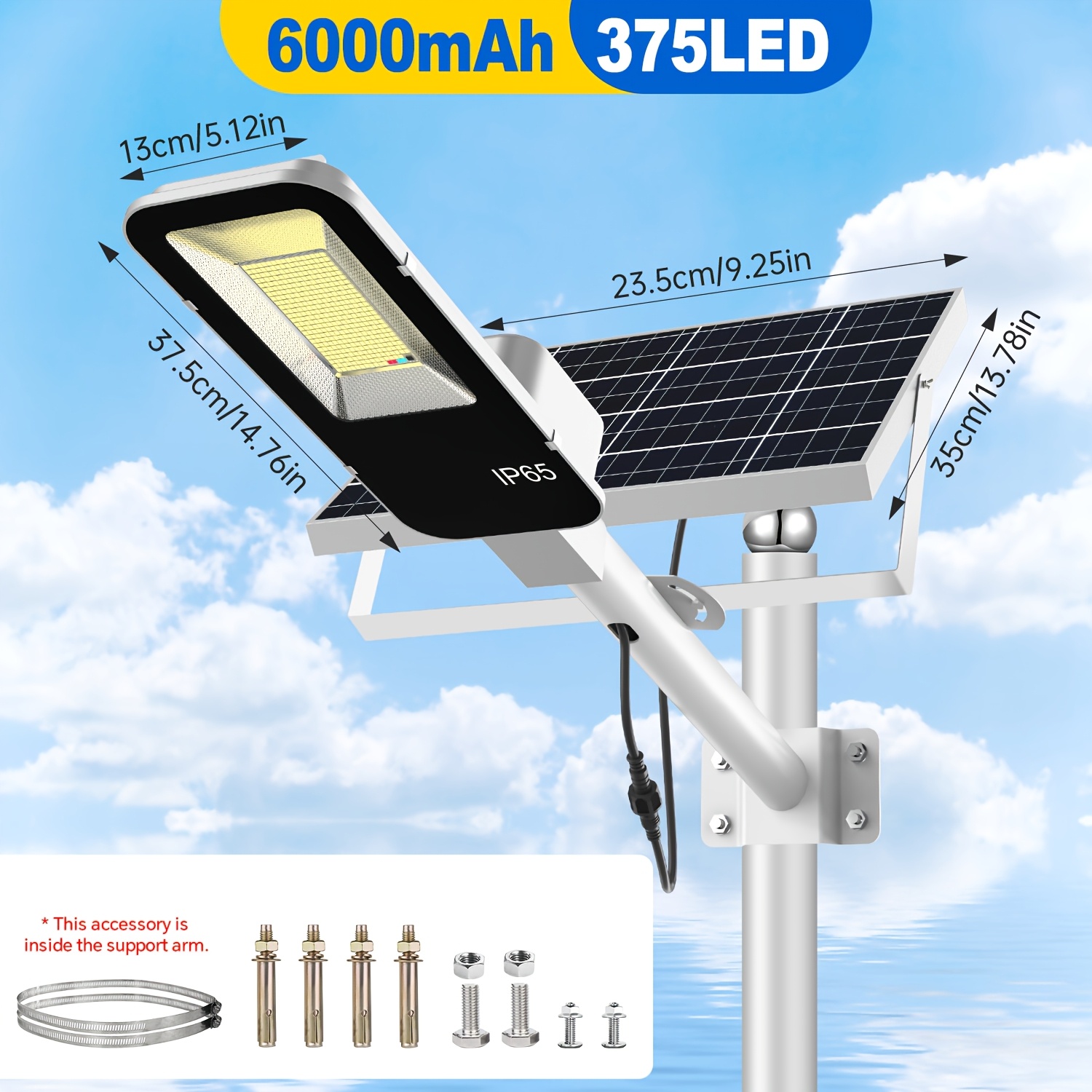 TEMU 1 X Farola Solar, Lámpara de Exterior IP65, Luz de Pared Solar LED de Potencia, Instalación Semiempotrada, Control Remoto con Sensor de Luz, Del