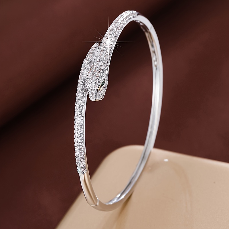 Golden Tone Snake Bracelet with CZ for Parties