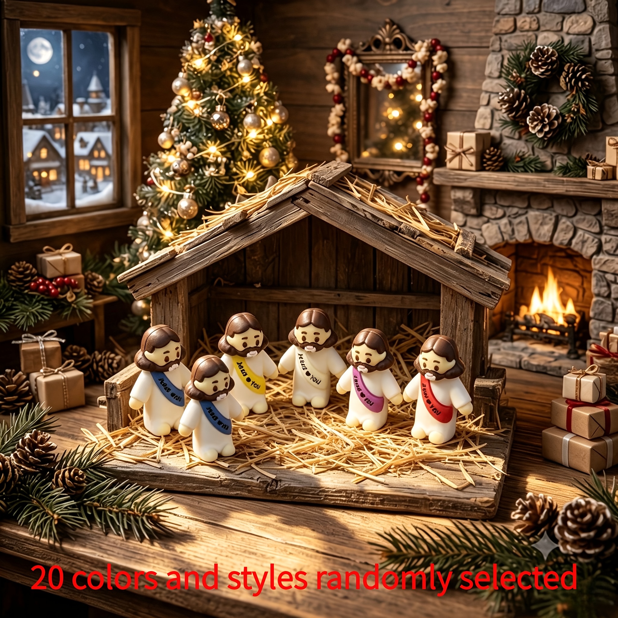 TEMU 20pcs Assorted Style Halloween And Christmas Jesus Figurines, Mini Jesus Statues | Easter , Religious Gifts, Party Favors, Baptism Gifts,