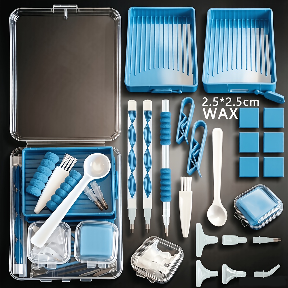 TEMU Diamond Painting Tool Kit With Sorting Tray, Wax Pad, Pen & Additions For Adult Craft Enthusiasts - Portable Storage Box For 5d Projects