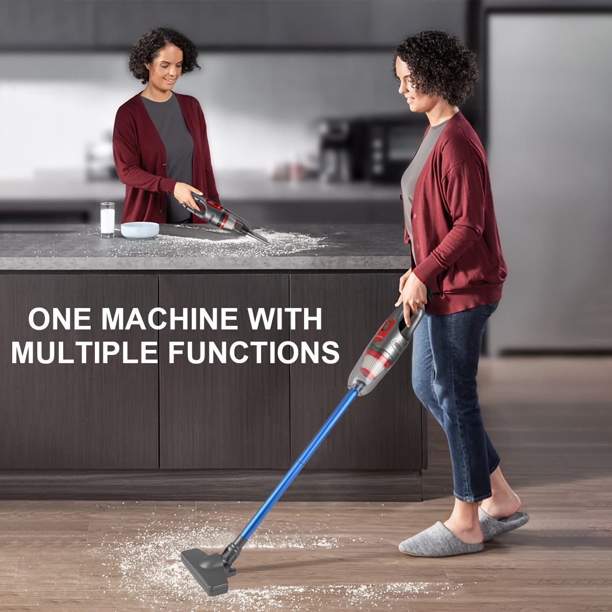 

Quick Clean Cordless Vacuum Cleaner, Powerful Suction Vacuum With 5 In 1, Lightweight Stick Vacuum, Rechargeable Battery Vacuum Cleaner Mini For Home Hard Wood Floor