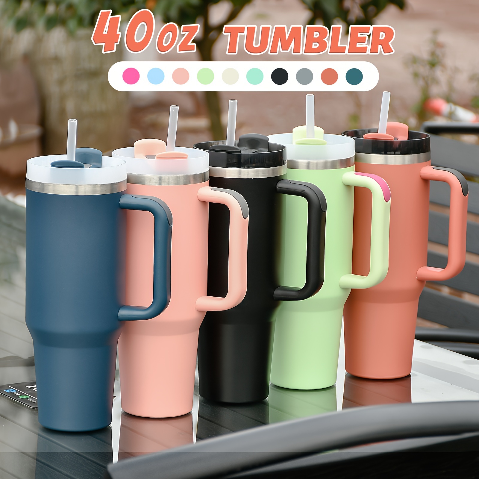 Straw Tumbler Reusable Vacuum Tumbler Straw Insulated Double - Temu Canada