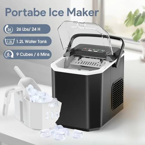 35 pound ice machine and 26 pound bullet ice machine soft chew ice crusher portable pebble ice machine desktop automatic cleaning portable ice machine with basket and spoon for home kitchen camping rv ice machine