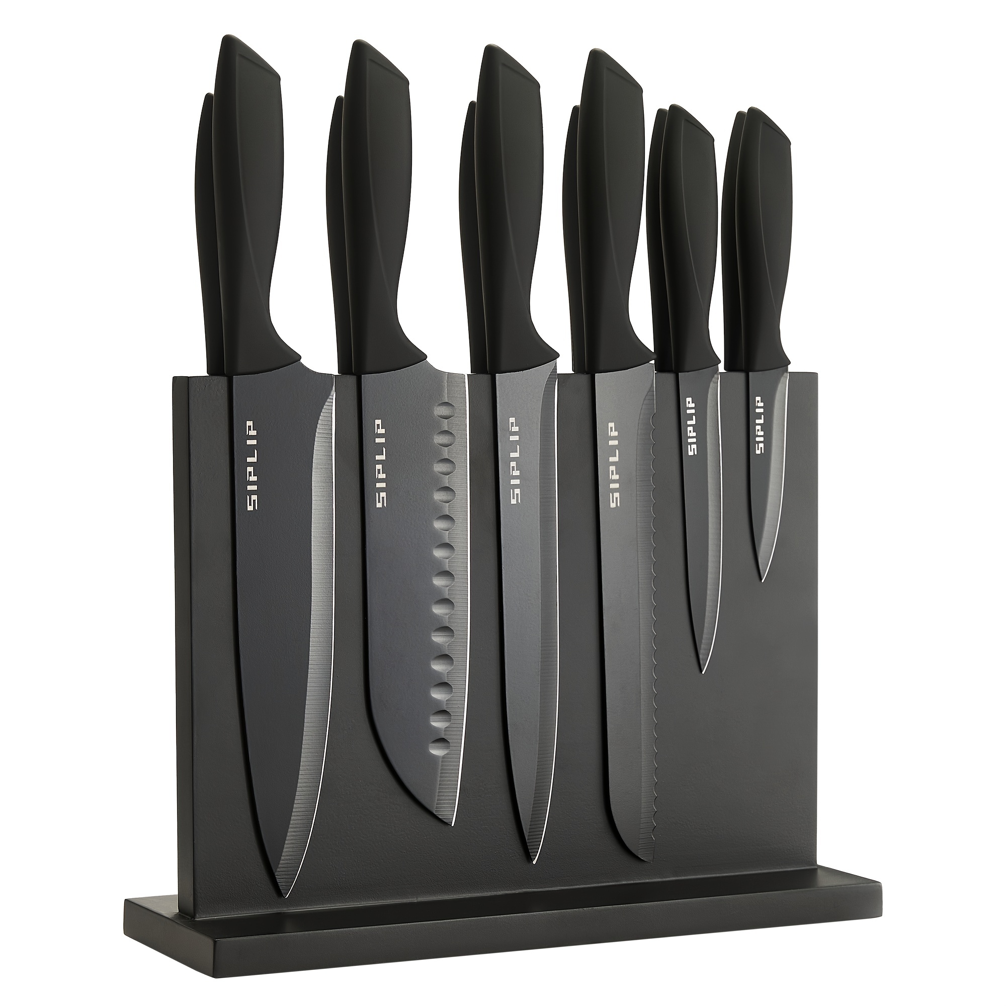 

Kitchen Knife Set With Knife Holder, 15 Pieces High Carbon Stainless Steel Sharp Kitchen Knife Set Including Chef's Knife, Bread Knife, Serrated Steak Knife Set, Knife Sharpener