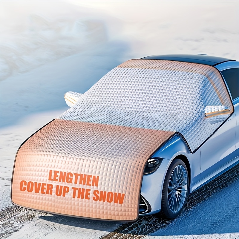 

1pc Winter Car Sunshade Cover, Thickened Aluminum Film, Uv Protection, Heat Insulation, Snow Guard, Semi-cover For Vehicle Windshield, Synthetic Fiber Material, Uncharged, No Battery Required