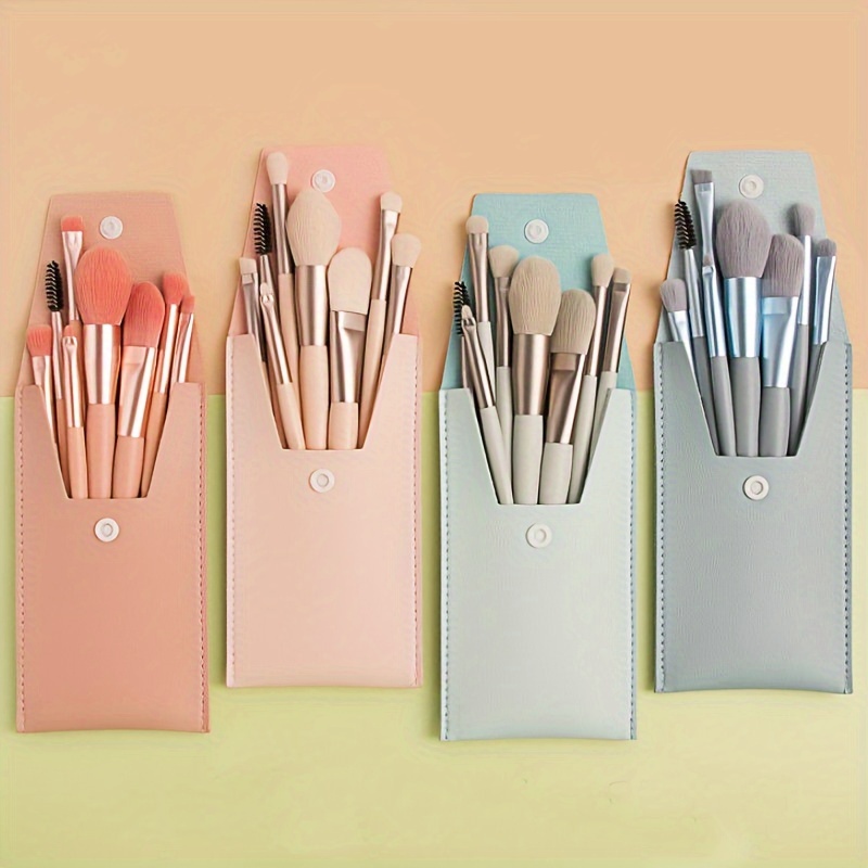 

8pcs Portable Makeup Brush Set, Unscented Polyester Bristle, Combination Skin, Abs Plastic Handle Wand Form Makeup Tools