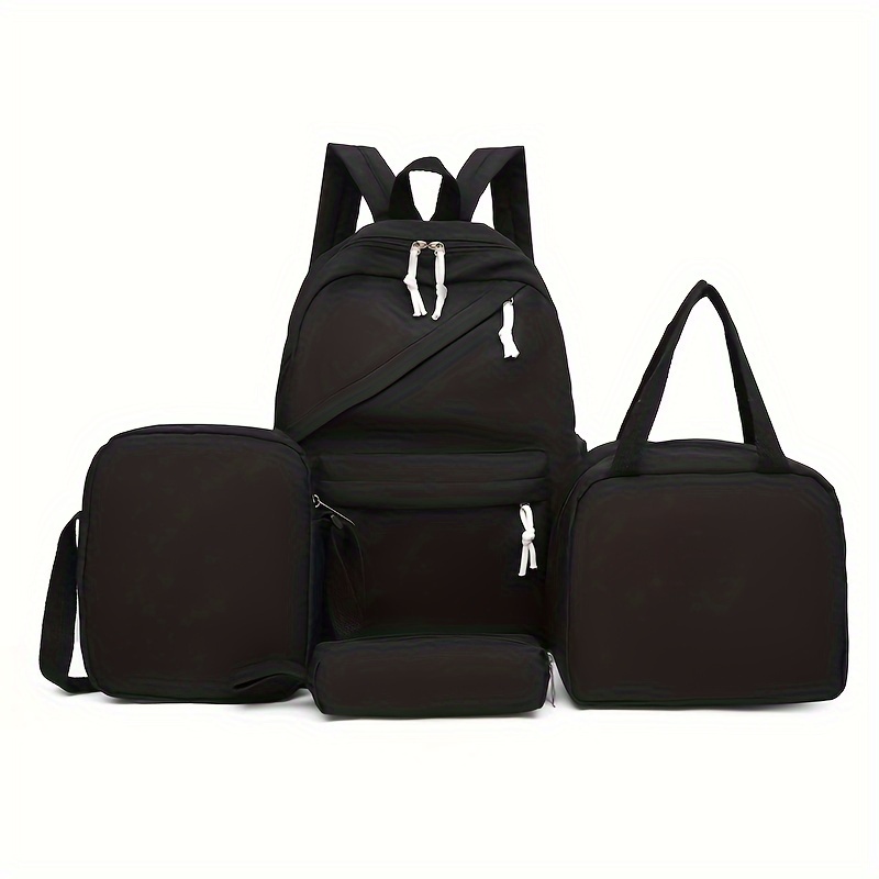 Mochila de 4 piezas, bolso cruzado, bolso y bolso para bolígrafo, mochilas de viaje informales clásicas de color sólido para hombres y mujeres, mochila de gran capacidad, mochilas escolares, bolsas para libros para niñas y estudiantes, mochila grande para estudiantes escolares de estilo preppy - Imagen 34