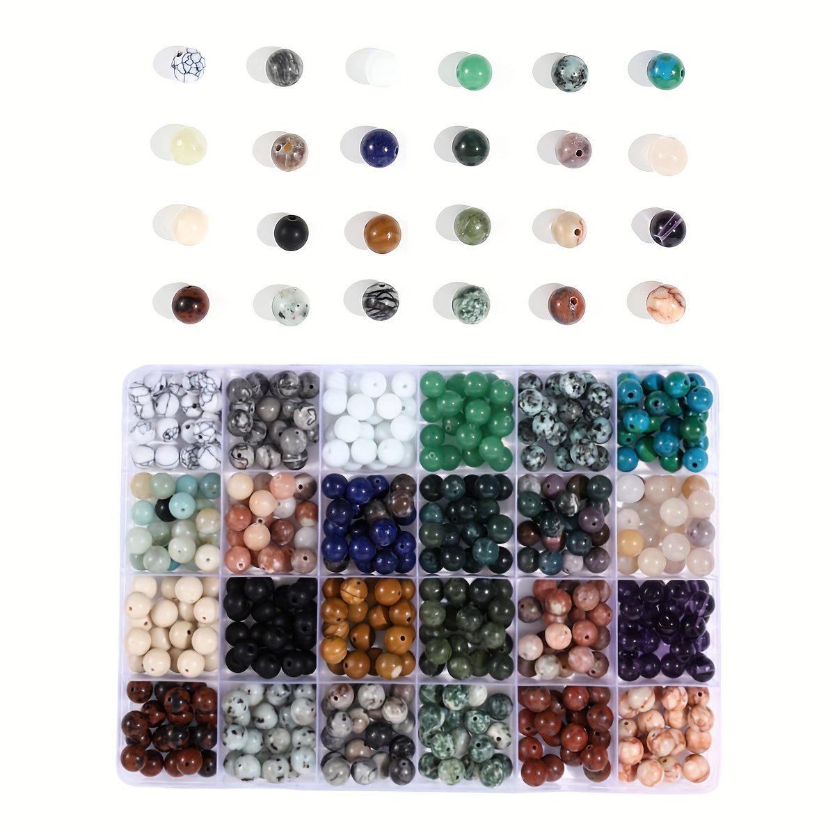 

500pcs 8mm Natural Round Stone Beads, Multiolor Stone, Loose Accessories Hole Size 1mm, Diy Smooth Beads Necklace Bracelet For Jewelry Making