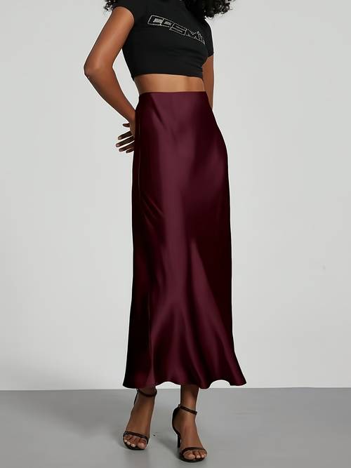 damen halbhoher reifrock, eleganter halbrock aus satin mit bund, urlaubskleidung, partyoutfit, geburtstagsoutfit, hochzeitsgast-outfit, osteroutfit, karnevalskleidung, weihnachtsoutfit, valentinstagsoutfit, festliche kleidung