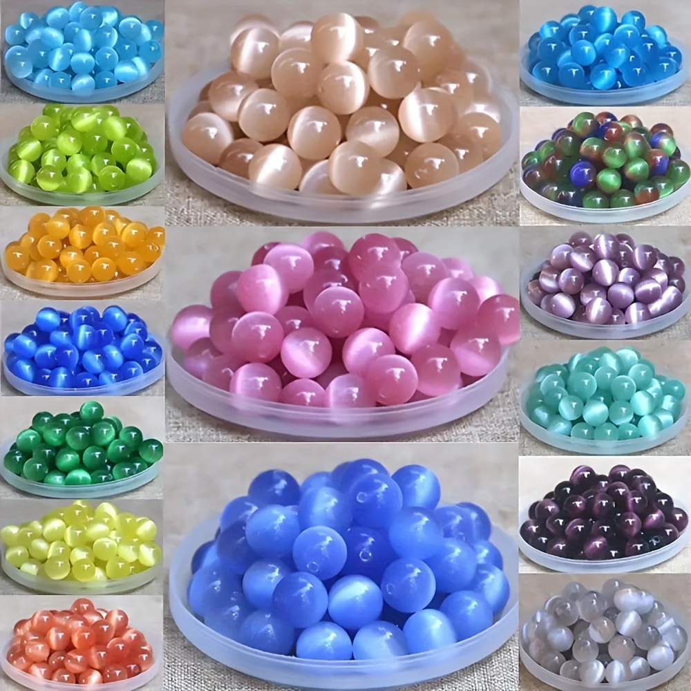 

Multi-color Natural Stone Cat's Eye Round Beads, Assorted Sizes (4/6/8/10mm), Loose Spacer Beads For Diy Jewelry Making, Bracelets, Necklaces, Crafts, Men's & Women's Gift Accessories