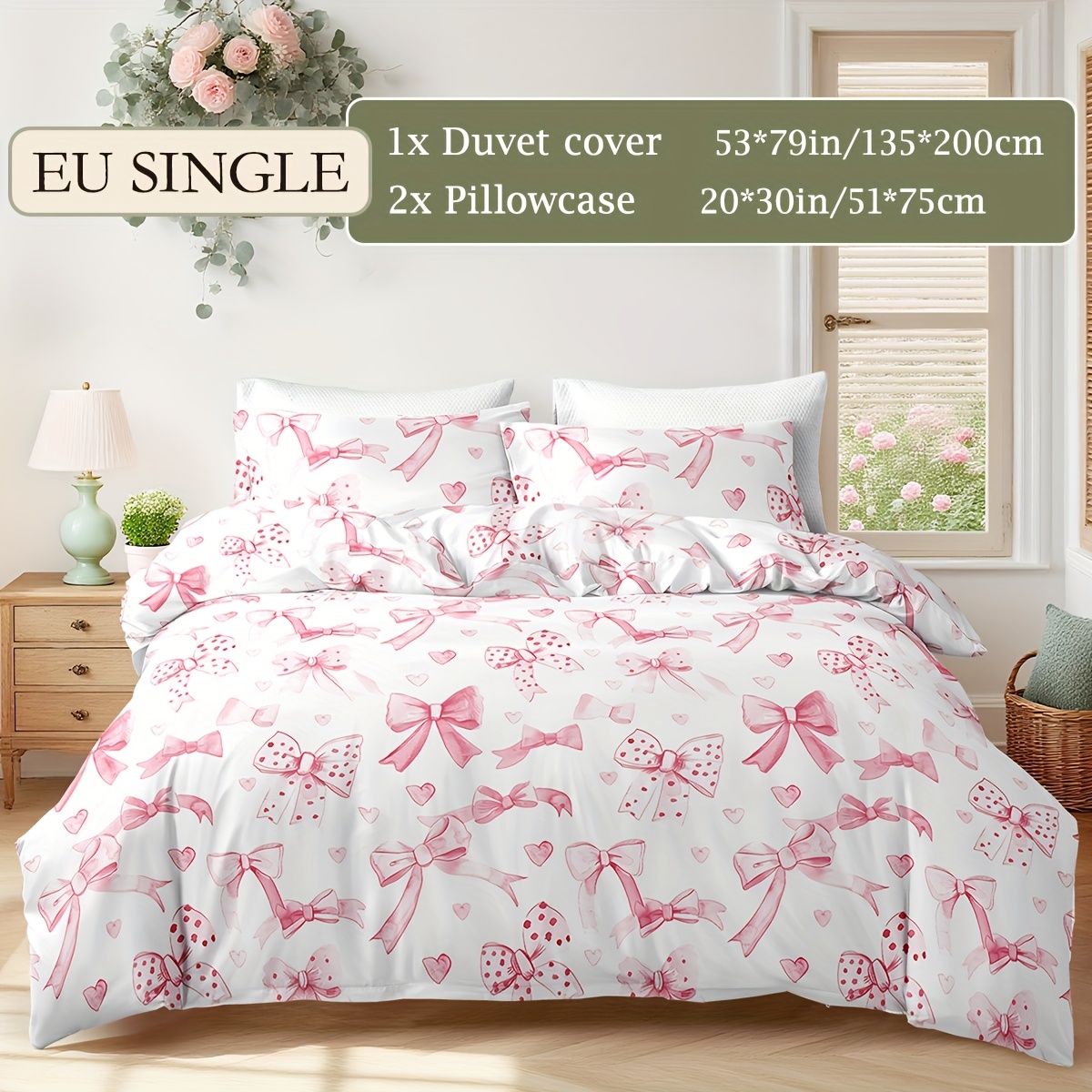 E-shop 3-teiliges Sakuramachi Bedrucktes Daunenbettbezug-Set (Ohne Daunenfuton und Kissenfüllung)
