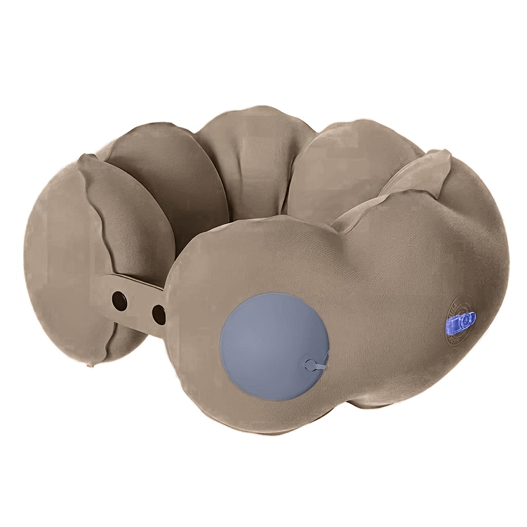 Image of Inflating U-shaped Neck Pillow Is Perfect For Travel! Ultra-lightweight And Portable, It Takes Up And With A Built-in Storage Pouch For Earphones And Id Cards. The Provides 360° Support For Your Neck