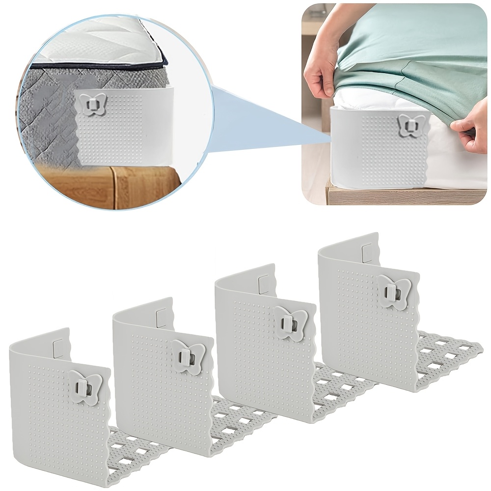 

4pcs Adjustable Bed Sheet Holders - Silicone Corner Grips With Clips, Mattress Sizes, Non-slip & Wrinkle-free