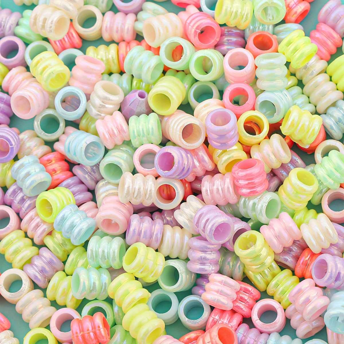 200pcs Iridescent Candy Large Hole Loose Beads for DIY Crafting