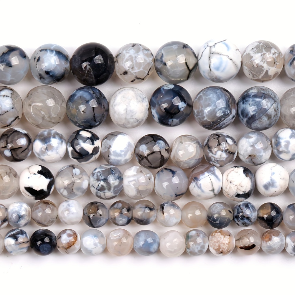 

Asvrai U 15" Strand Natural Stone Grey Agate Round Beads, 6 8 10mm Spacer Beads For Making, Bracelet Crafting Accessories