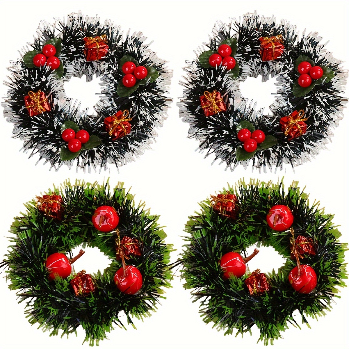 

4pack Mini Wreaths For Kitchen Room Decor, Candle Rings Tabletop Decor Wall Window Door Cabinet Hanging Decor Home Decor