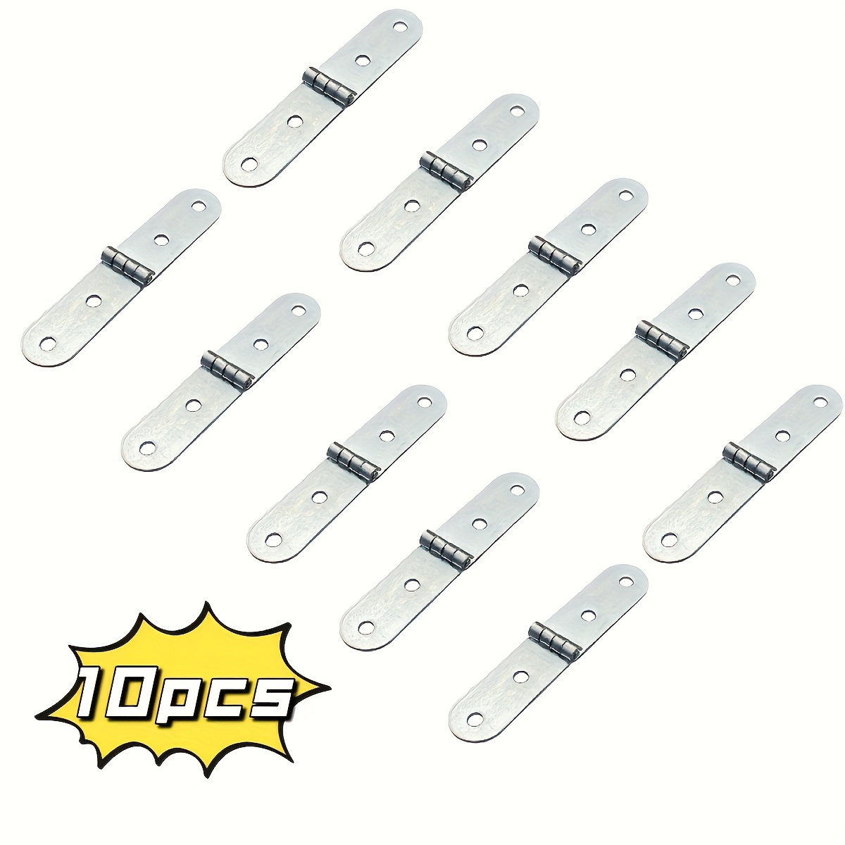Image of 10pcs Heavy Duty Stainless Steel Hinge, 180 Degree Foldable Hinge Practical Furniture Flexible Screw Hinge Strong Pressure Resistant Silvery Cabinet Door Hinge Diy Home